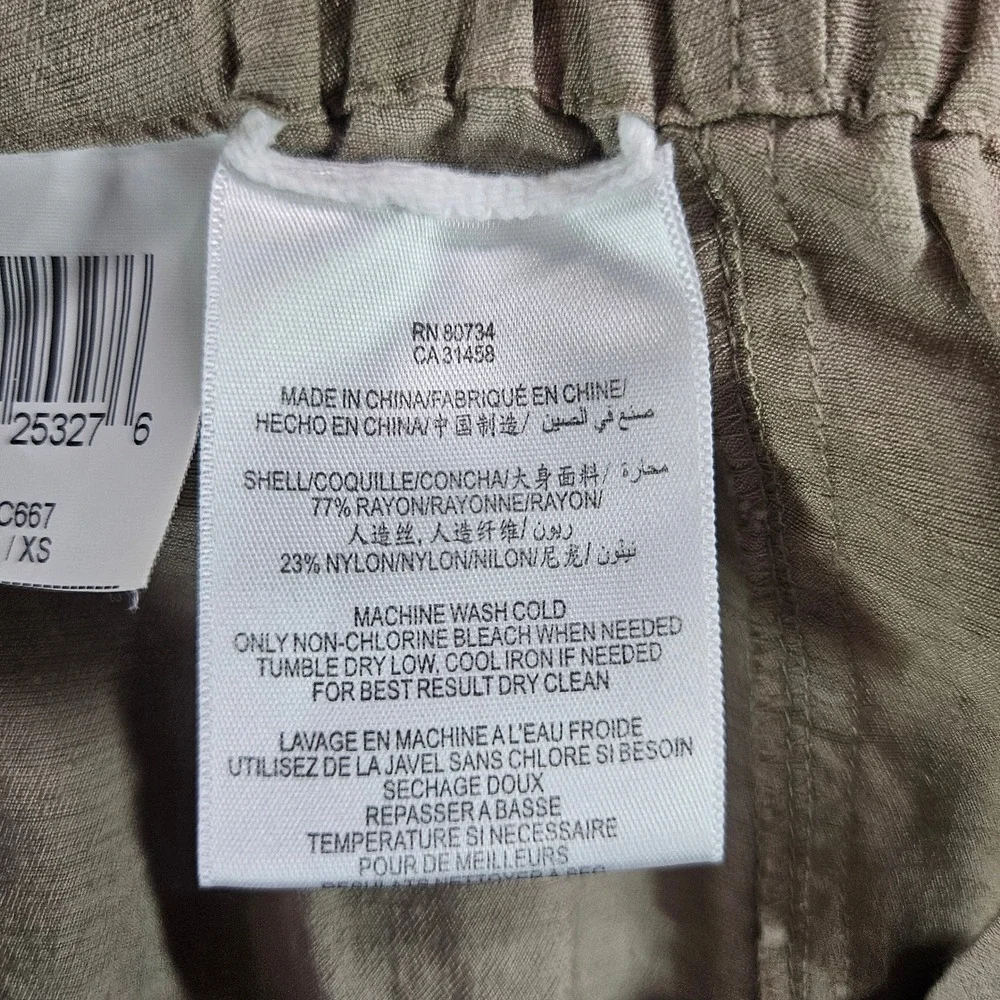 BCBGMAXAZRIA Womens Khaki Tan Cargo Pants Elastic Waist Ankle Zip Cropped XS - Picture 3 of 9